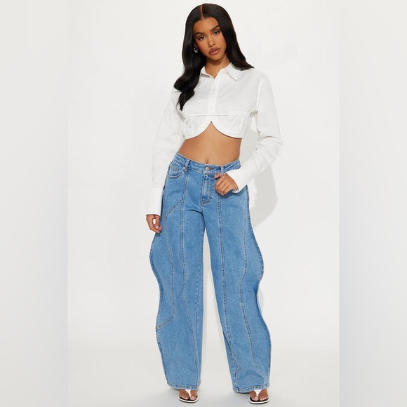 Micas Wave Leg High Waist Barrel Jeans CC12-2 L - Picture 6 of 6